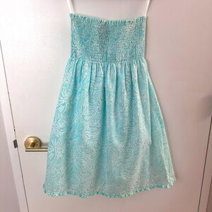 EUC Vineyard Vines Turquoise Strapless Smock Dress Sz Small
